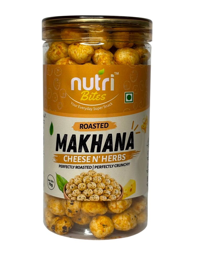 Nutri Bites Cheese N' Herbs Roasted Makhana – Crunchy Fox Nuts Snack Pack