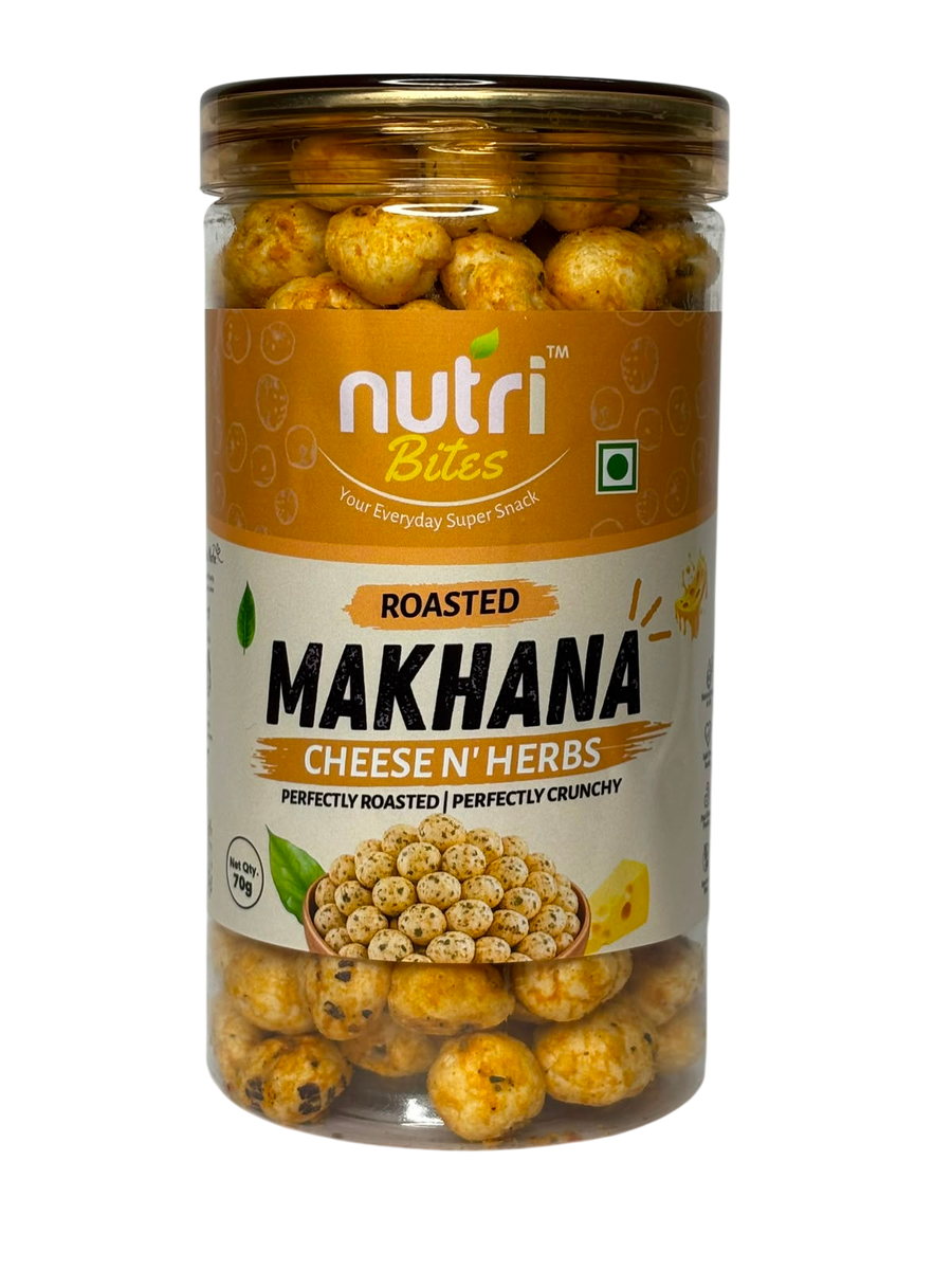 Nutri Bites Cheese N' Herbs Roasted Makhana – Crunchy Fox Nuts Snack Pack