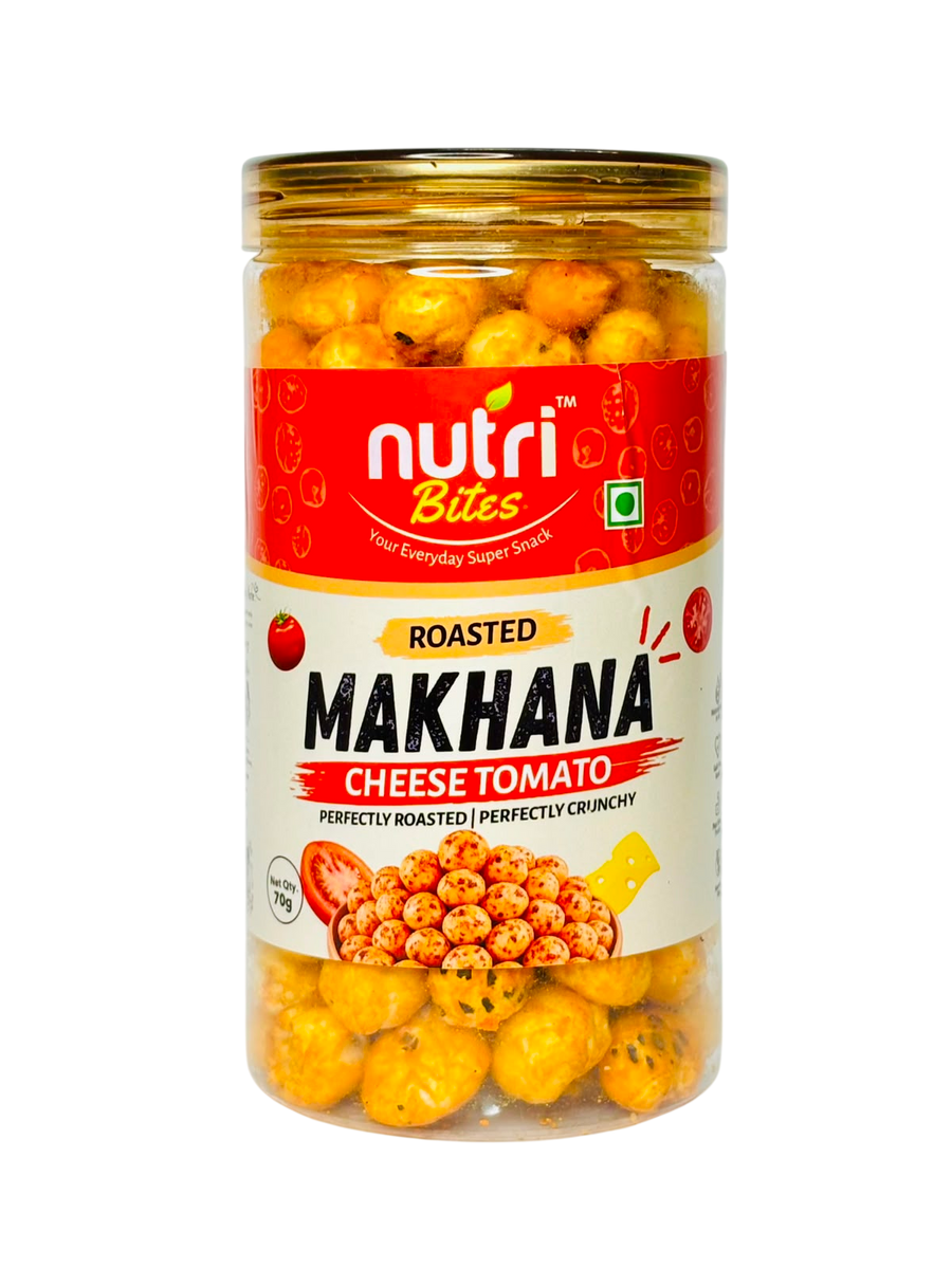 Nutri Bites Cheese Tomato Roasted Makhana – Crunchy Fox Nuts Snack