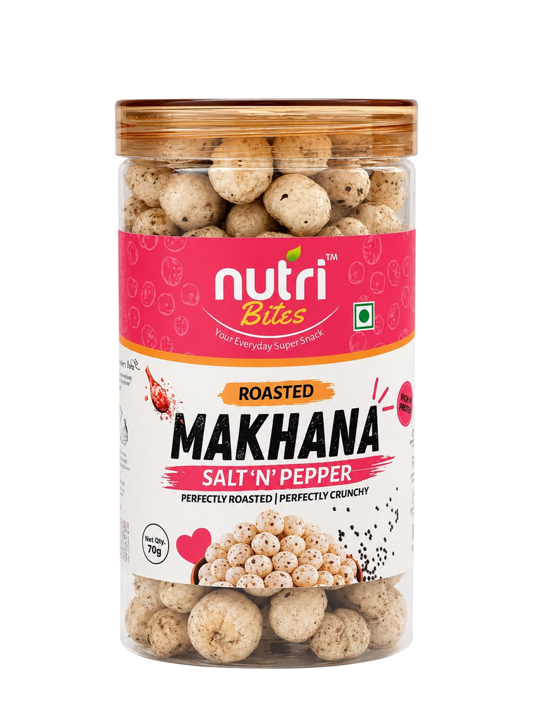Nutri Bites Salty Pepper Roasted Makhana – Crunchy Fox Nuts Snack Pack